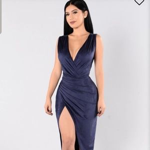 Fashion Nova Nature Made Dress in Navy